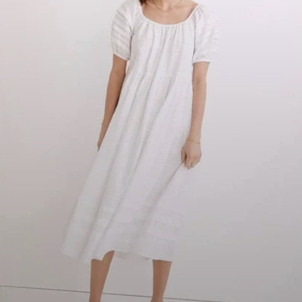 Madewell white easy pintuck dress